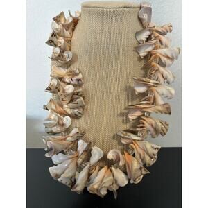 Vintage Spiral Shell Statement Necklace Sterling Silver Clasp 60's 70's